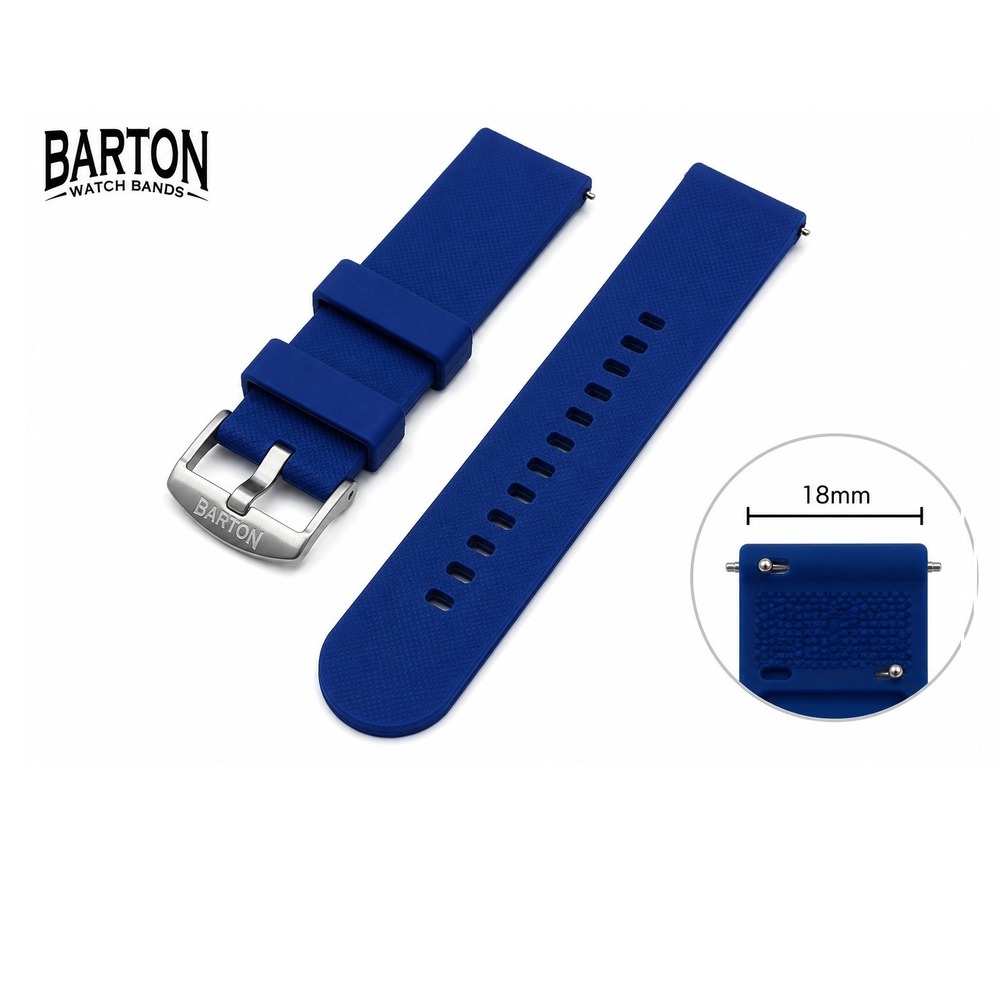 Barton Blue Silicone‎ Watch Band 18mm Quick Release Sport Strap Waterproof